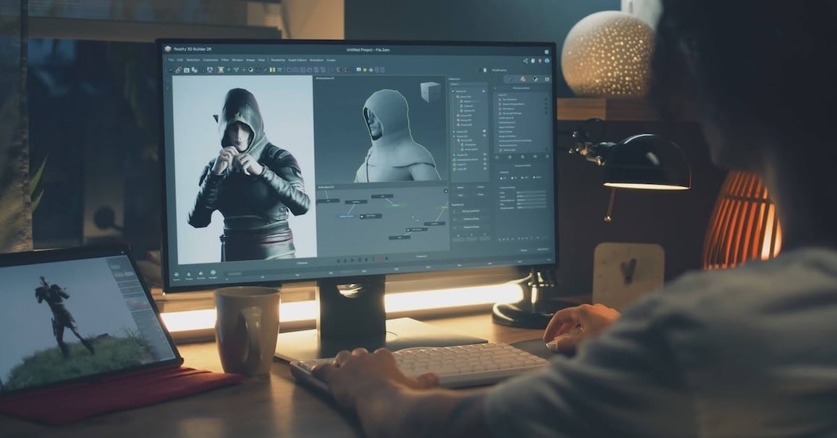 Person on a computer doing game design